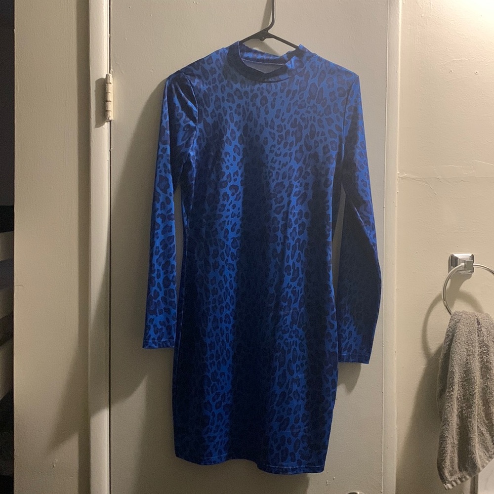 Blue cheetah print dress